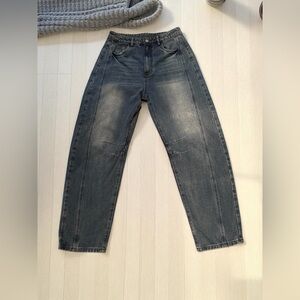 Barrel Leg Seam Detail Size Large Women’s Jeans Medium Wash High Rise